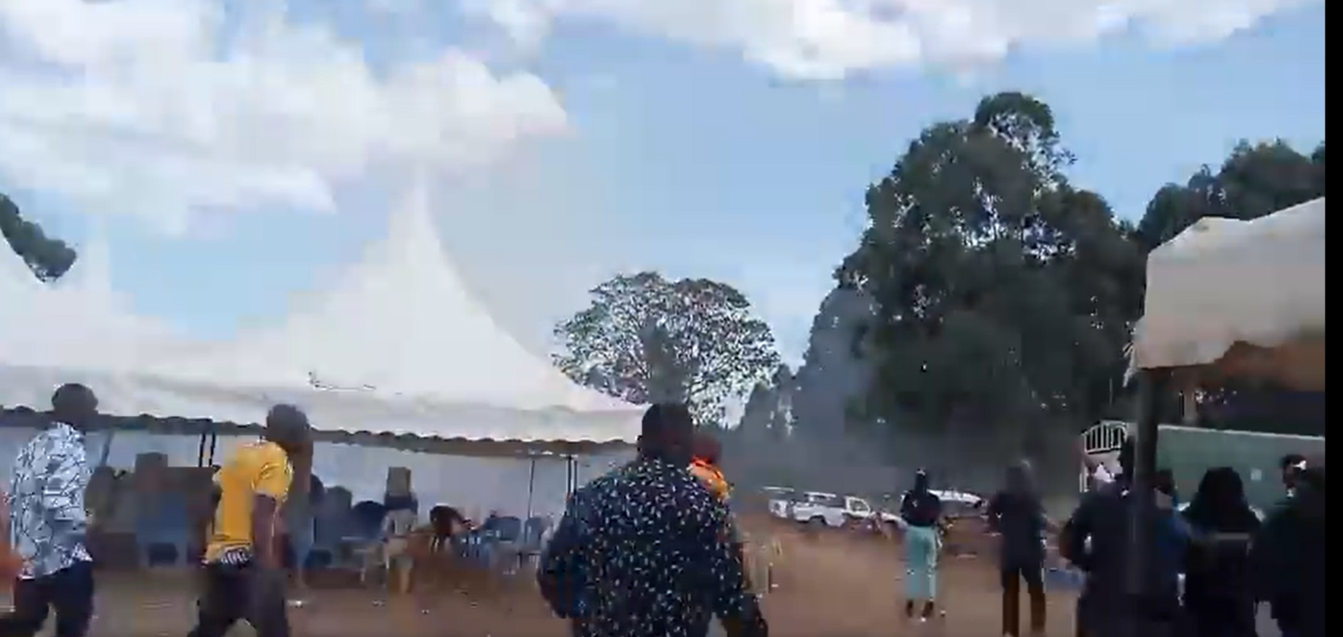 A screen grab image of Natembeya, Wetang'ula supporters clashing in Trans Nzoia.